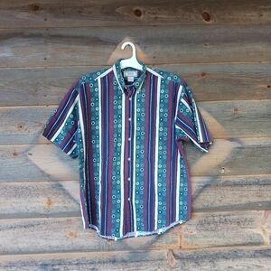 Vintage Career Club Shirt Sz M Men’s 80s 90s Striped Button Down Retro Casual